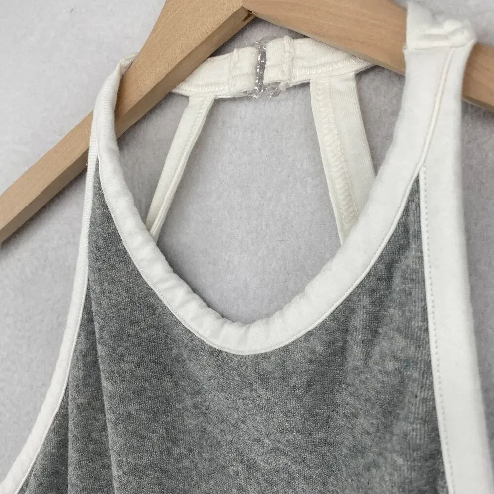 FREE PEOPLE Romper S FP Movement Ringleader Terry Runsie Halter Backless Gray - Picture 5 of 16